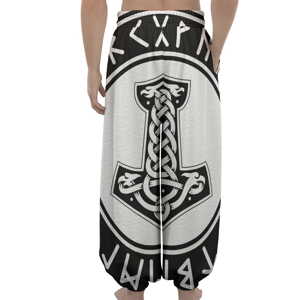Black And White Mjolnir Print Lantern Pants