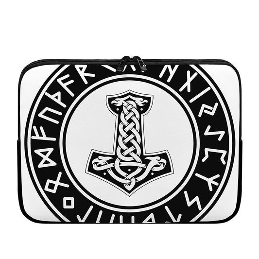 Black And White Mjolnir Print Laptop Sleeve