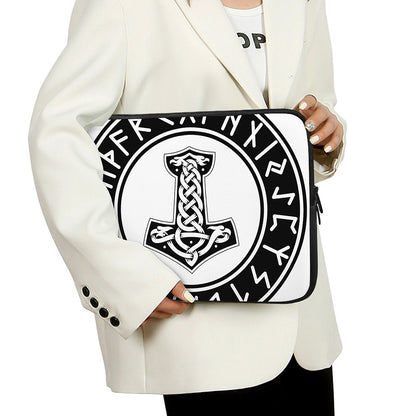 Black And White Mjolnir Print Laptop Sleeve