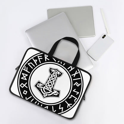 Black And White Mjolnir Print Laptop Sleeve With Handle