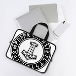 Black And White Mjolnir Print Laptop Sleeve With Handle