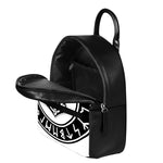 Black And White Mjolnir Print Leather Backpack