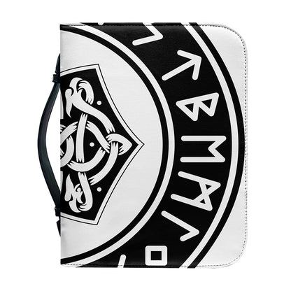 Black And White Mjolnir Print Leather Bible Cover