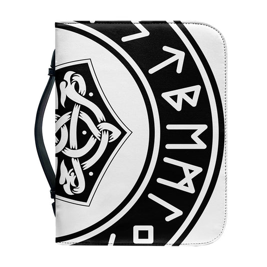 Black And White Mjolnir Print Leather Bible Cover