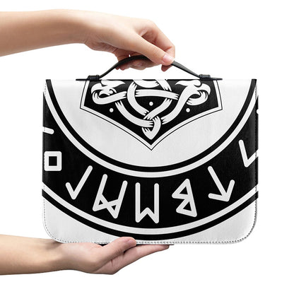 Black And White Mjolnir Print Leather Bible Cover