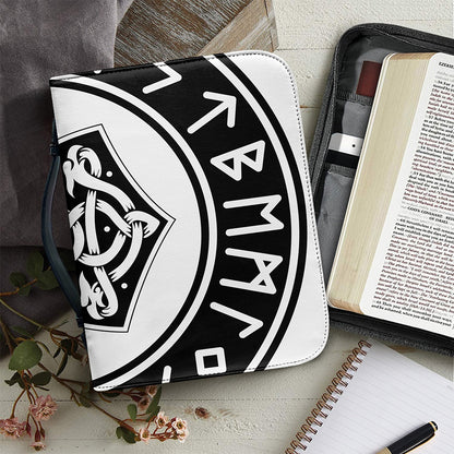 Black And White Mjolnir Print Leather Bible Cover