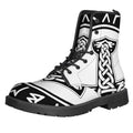 Black And White Mjolnir Print Lace-Up Boots