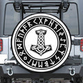 Black And White Mjolnir Print Leather Spare Tire Cover