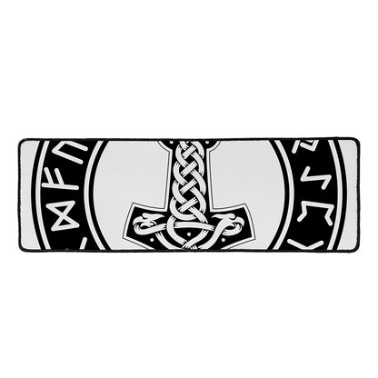 Black And White Mjolnir Print Long Kitchen Mat