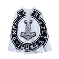 Black And White Mjolnir Print Long Sleeve Short Coat