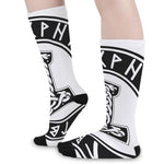 Black And White Mjolnir Print Long Socks
