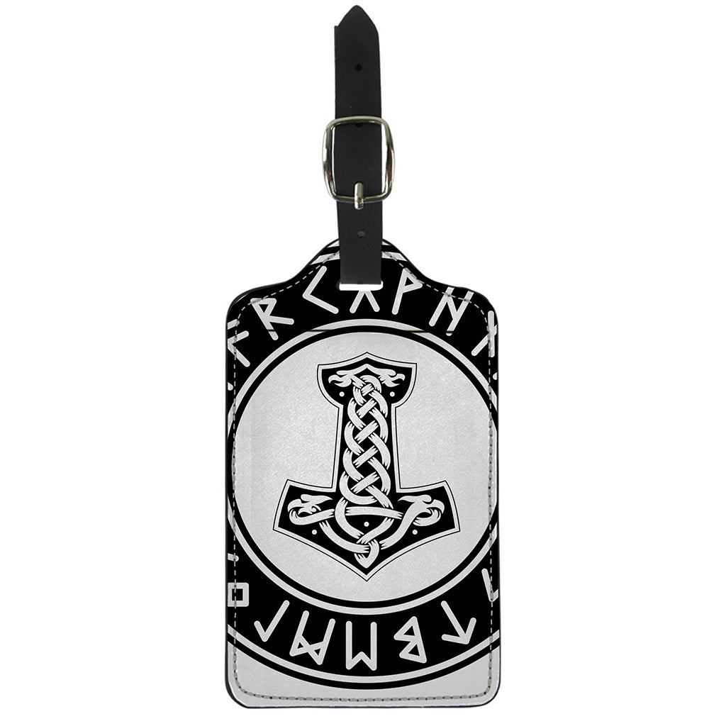 Black And White Mjolnir Print Luggage Tag