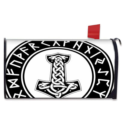 Black And White Mjolnir Print Mailbox Cover