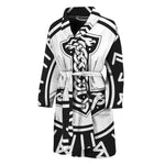 Black And White Mjolnir Print Men's Bathrobe