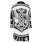 Black And White Mjolnir Print Men's Bathrobe
