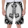 Black And White Mjolnir Print Men's Beach Shorts