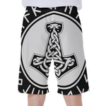 Black And White Mjolnir Print Men's Beach Shorts