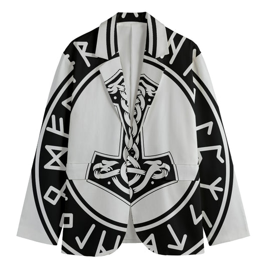 Black And White Mjolnir Print Men's Blazer
