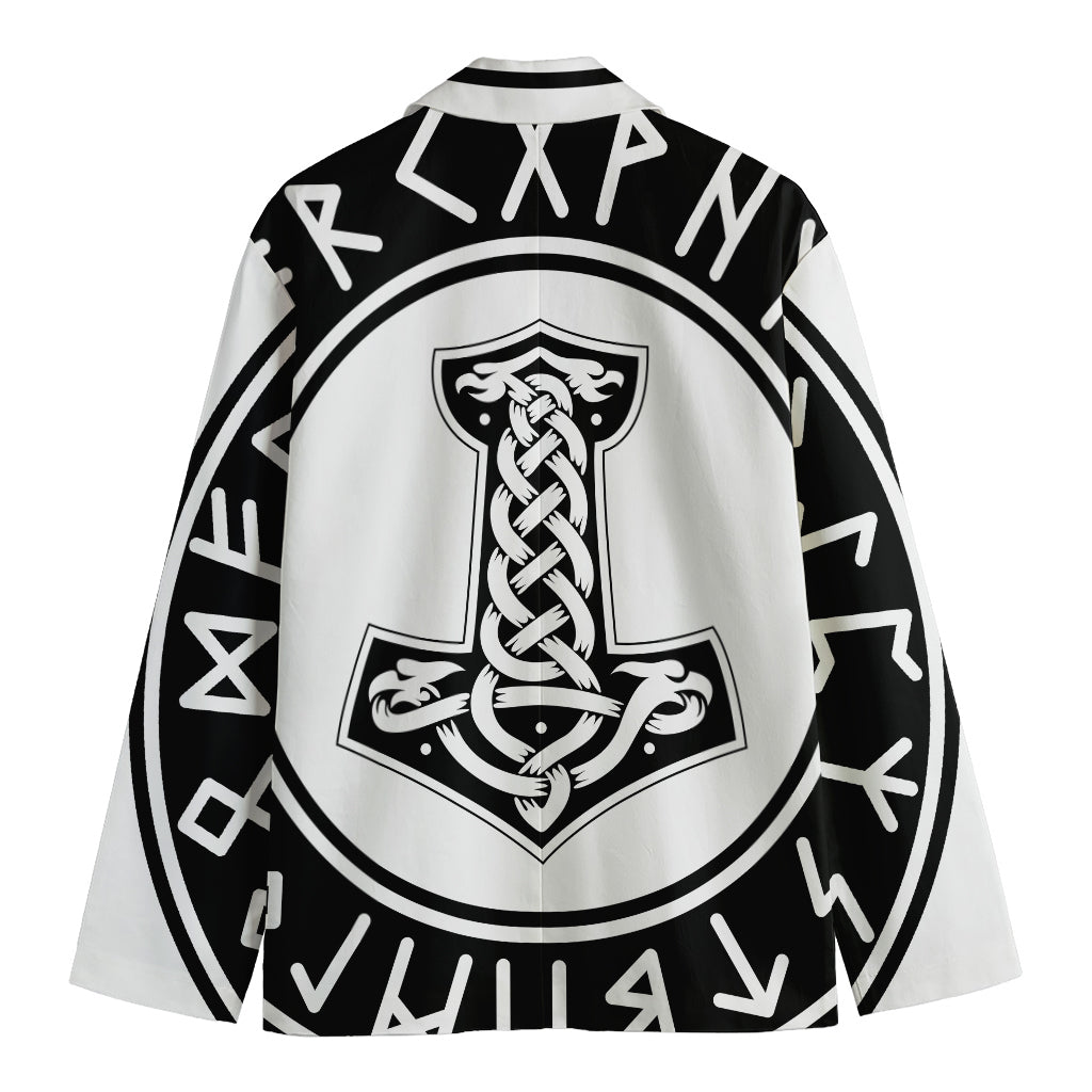 Black And White Mjolnir Print Men's Blazer