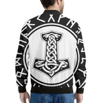 Black And White Mjolnir Print Men's Bomber Jacket