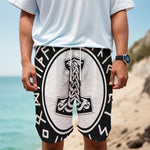 Black And White Mjolnir Print Men's Cargo Shorts