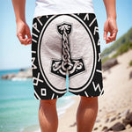 Black And White Mjolnir Print Men's Cargo Shorts