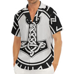 Black And White Mjolnir Print Men's Deep V-Neck Shirt