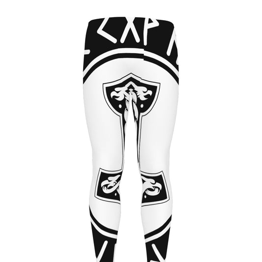 Black And White Mjolnir Print Men's leggings