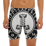 Black And White Mjolnir Print Men's Long Boxer Briefs