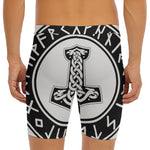 Black And White Mjolnir Print Men's Long Boxer Briefs