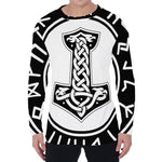 Black And White Mjolnir Print Men's Long Sleeve T-Shirt
