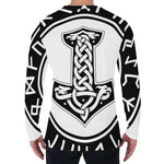 Black And White Mjolnir Print Men's Long Sleeve T-Shirt