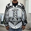Black And White Mjolnir Print Men's Shirt Jacket