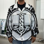 Black And White Mjolnir Print Men's Shirt Jacket