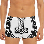 Black And White Mjolnir Print Men's Short Boxer Briefs