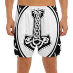 Black And White Mjolnir Print Men's Split Running Shorts