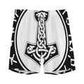 Black And White Mjolnir Print Men's Athletic Shorts