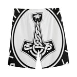 Black And White Mjolnir Print Men's Sports Shorts