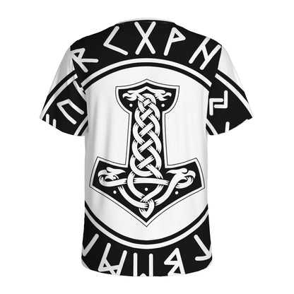 Black And White Mjolnir Print Men's Sports T-Shirt