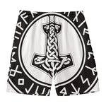 Black And White Mjolnir Print Men's Swim Trunks