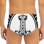 Black And White Mjolnir Print Men's Triangle Swim Briefs