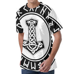 Black And White Mjolnir Print Men's Velvet T-Shirt