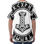 Black And White Mjolnir Print Men's Velvet T-Shirt
