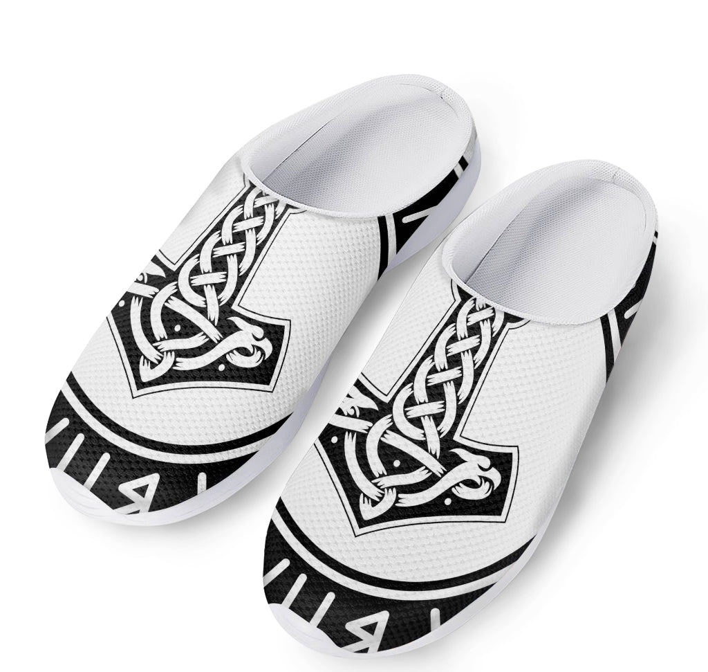 Black And White Mjolnir Print Mesh Casual Shoes