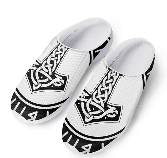 Black And White Mjolnir Print Mesh Casual Shoes