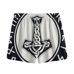 Black And White Mjolnir Print Mesh Shorts