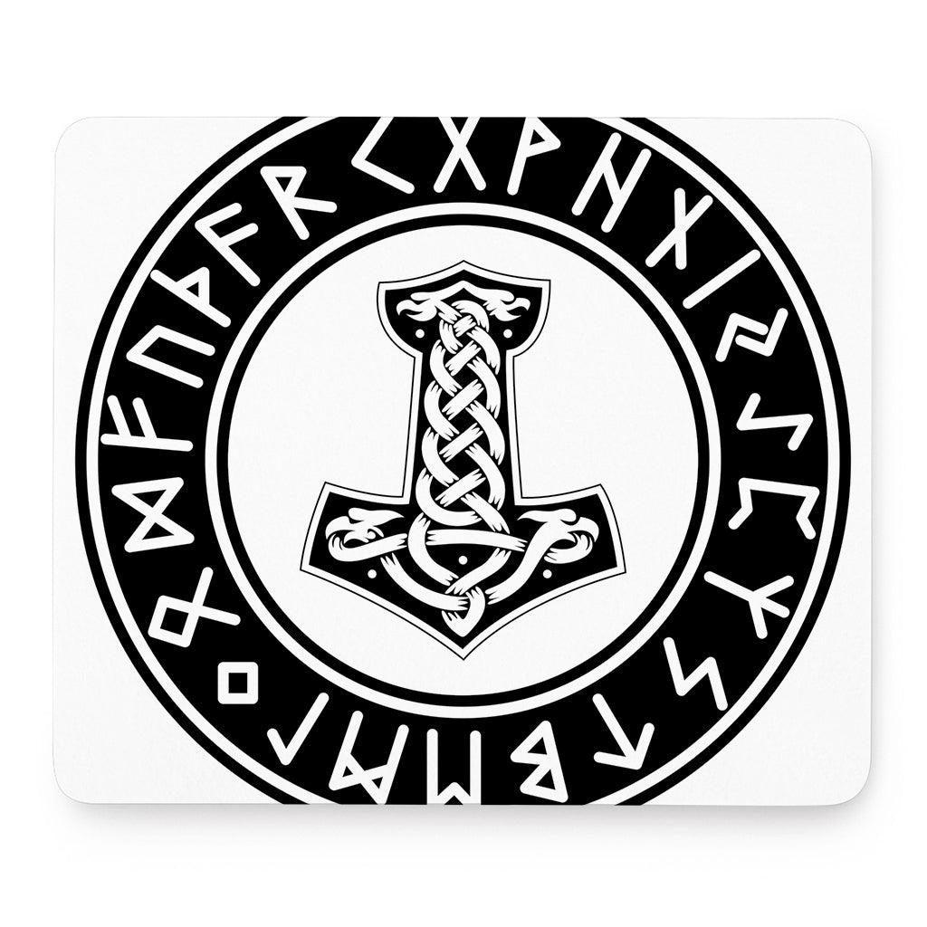 Black And White Mjolnir Print Mouse Pad