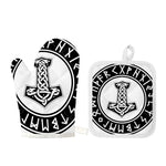 Black And White Mjolnir Print Oven Mitt And Pot Holder Set
