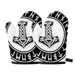 Black And White Mjolnir Print Oven Mitts
