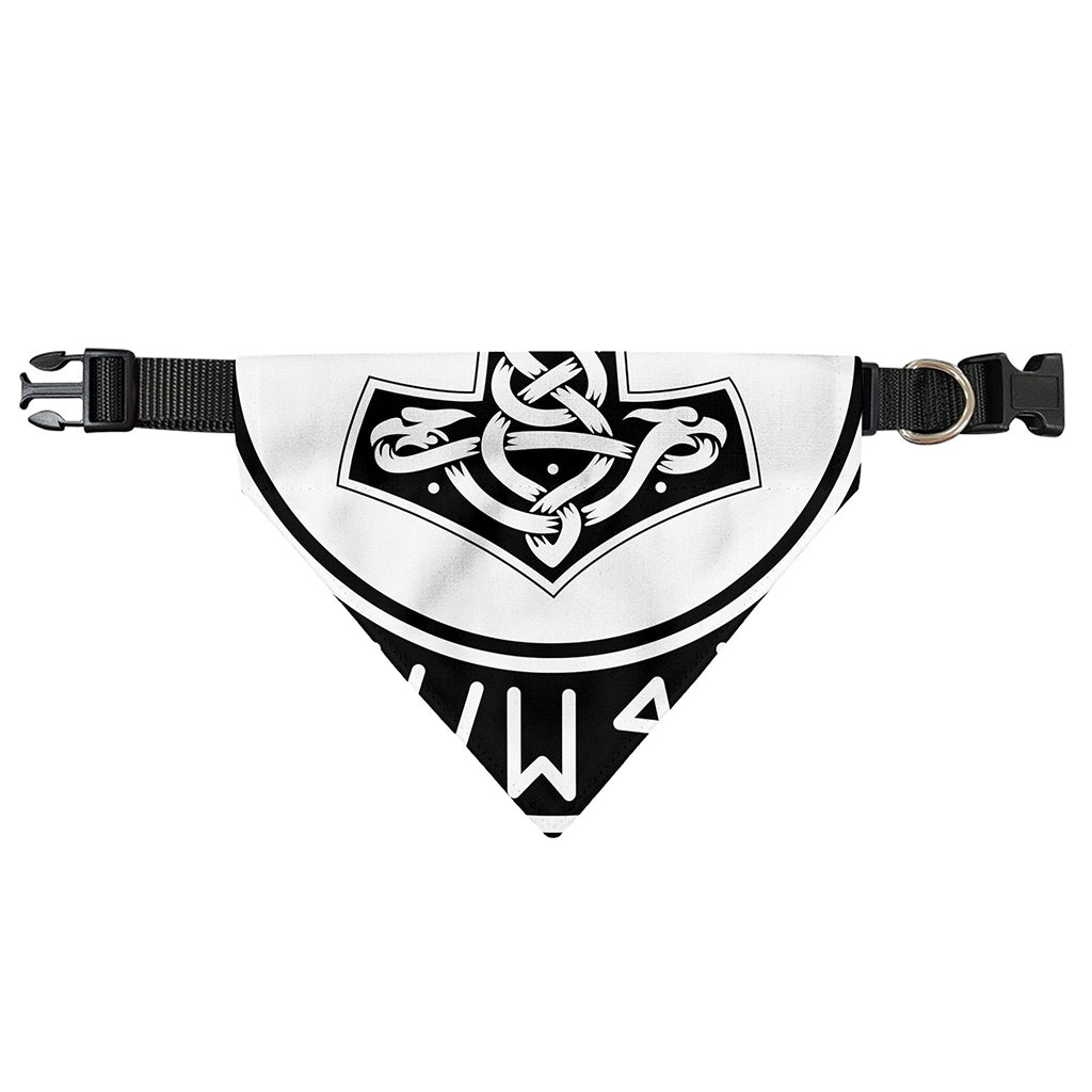 Black And White Mjolnir Print Over The Collar Dog Bandana